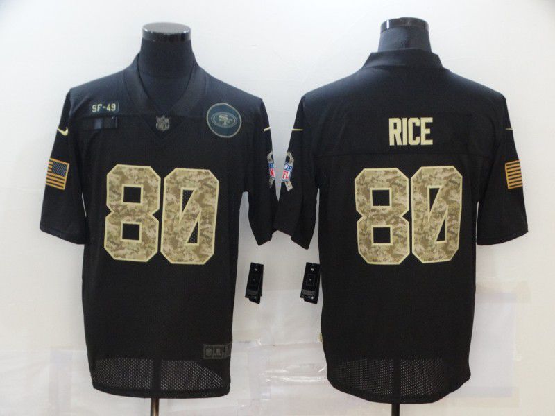 Men San Francisco 49ers #80 Rice Black camo Lettering 2020 Nike NFL Jersey